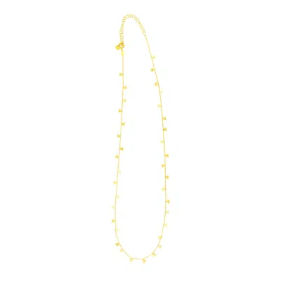 Fashnzfab 14k Yellow Gold Necklace With Dangling Hearts