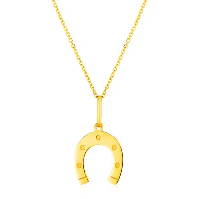 Fashnzfab 14k Yellow Gold Necklace With Horseshoe
