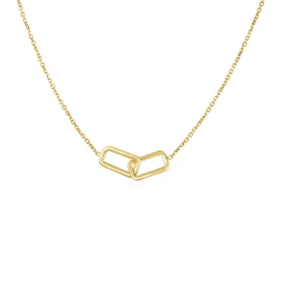 Fashnzfab 14k Yellow Gold Necklace With Interlocking Petite Rectangles