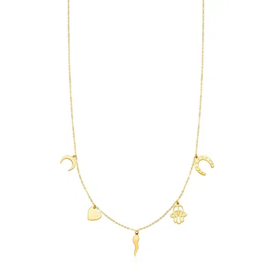 Fashnzfab 14k Yellow Gold Necklace With Polished Charms