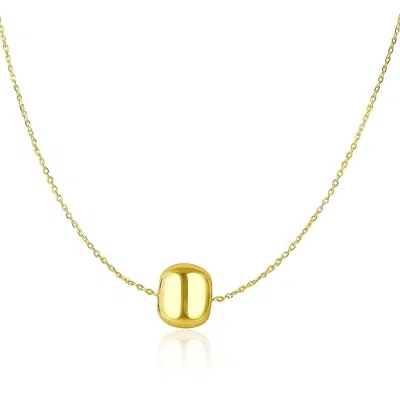 Fashnzfab 14k Yellow Gold Necklace With Shiny Barrel Bead Charm