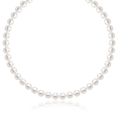Fashnzfab 14k Yellow Gold Necklace With White Freshwater Cultured Pearls (6.0mm To 6.5mm)