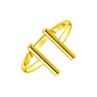 Fashnzfab 14k Yellow Gold Open Ring With Bars
