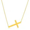 Fashnzfab 14k Yellow Gold Plain Cross Motif Necklace In Gold