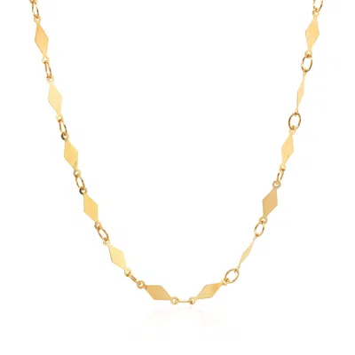Fashnzfab 14k Yellow Gold Polished Diamond Motif Chain (3.00 Mm)