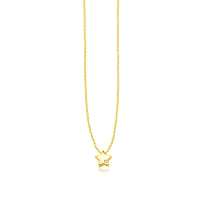 Fashnzfab 14k Yellow Gold Polished Star Necklace With Diamond