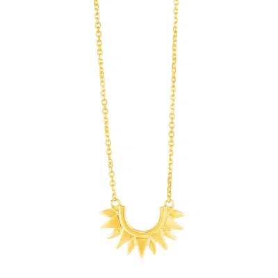 Fashnzfab 14k Yellow Gold Polished Sunburst Necklace