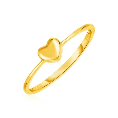 Fashnzfab 14k Yellow Gold Ring With Puffed Heart(1.40 Mm)