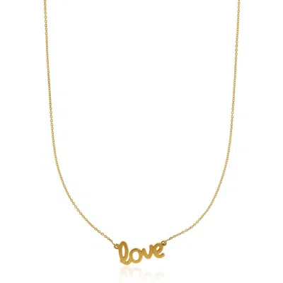 Fashnzfab 14k Yellow Gold Script Love Necklace