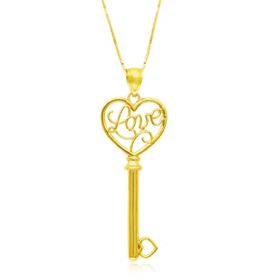Fashnzfab 14k Yellow Gold Skeleton Key Style Love Pendant