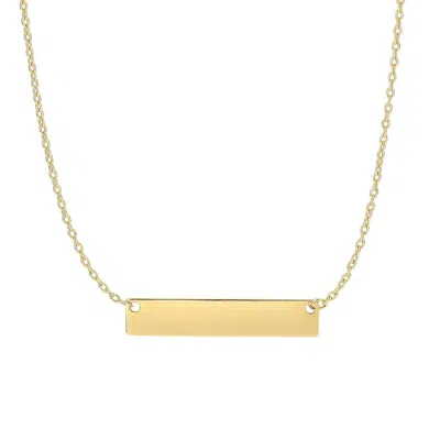 Fashnzfab 14k Yellow Gold Smooth Flat Horizontal Bar Style Necklace