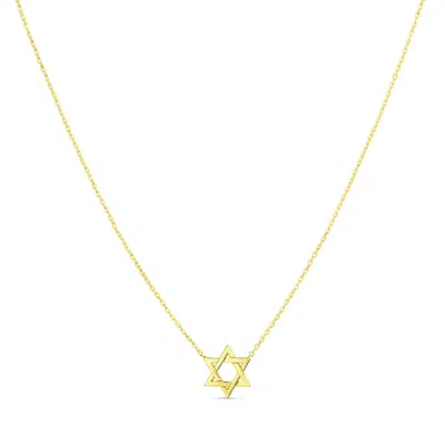 Fashnzfab 14k Yellow Gold Star Of David Necklace