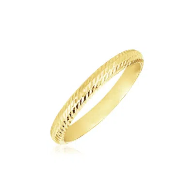 Fashnzfab 14k Yellow Gold Textured Comfort Fit Wedding Band(2.50 Mm)