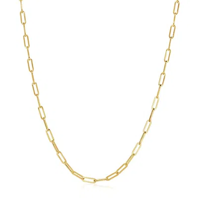 Fashnzfab 14k Yellow Gold Wide Paperclip Chain (3.20 Mm)