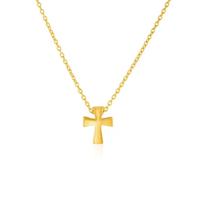 Fashnzfab 14k Yellow Gold With Cross Pendant