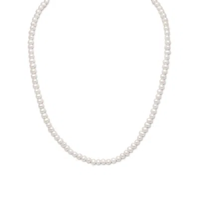 Fashnzfab 15"+2" Extension White Cultured Freshwater Pearl Necklace
