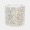 Fashnzfab 15-row Rhinestone Stretchable Bracelet Ab, Silver In Multi