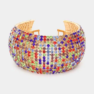 Fashnzfab 15lines Rhinestone Evening Bracelet Multi