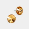 Fashnzfab 15mm Genuine Crystal Stud Earrings - Lt Col Topaz In Orange