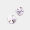 Fashnzfab 15mm Genuine Crystal Stud Earrings In Purple