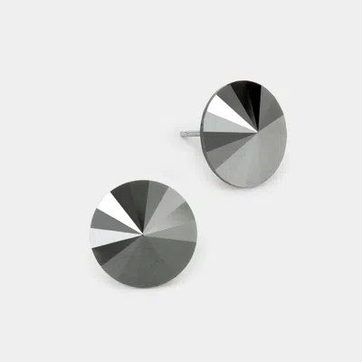 Fashnzfab 15mm Genuine Crystal Stud Earrings In Blue