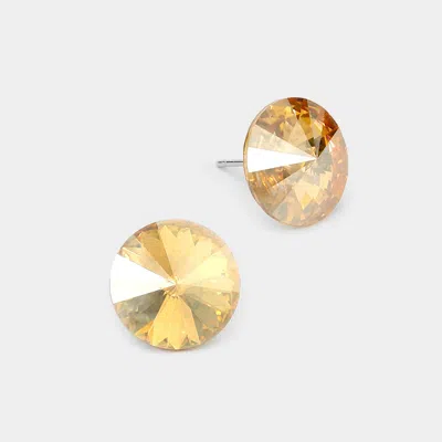 Fashnzfab 15mm Genuine Crystal Stud Earrings In Gold