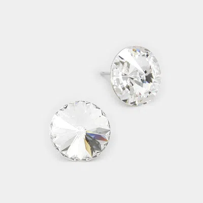 Fashnzfab 15mm Genuine Crystal Stud Earrings In Metallic