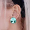 Fashnzfab 15mm Genuine Crystal Stud Earrings In Multi
