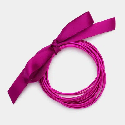 Fashnzfab 15pcs - Guitar String Stackable Stretch Bracelets Fuchsia In Pink