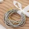 Fashnzfab 15pcs - Metal Ball Beaded Stretch Multi Layered Bracelets Gold, Rhodium In Multi