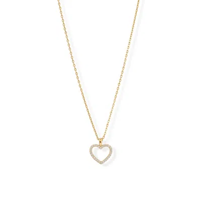 Fashnzfab 16" + 2" 14 Karat Gold Plated Cz Heart Necklace In Orange