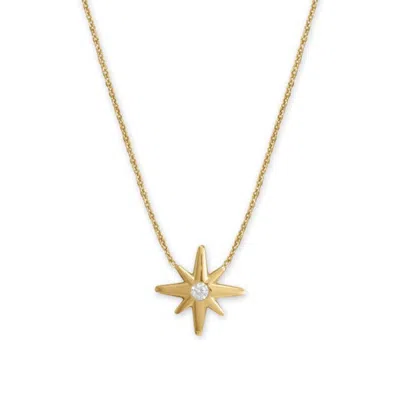 Fashnzfab 16" + 2" 14 Karat Gold Plated Cz Star Necklace In Gray