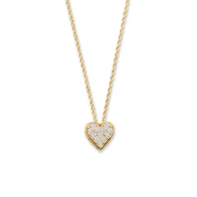 Fashnzfab 16" + 2" 14 Karat Gold Plated Pave Cz Heart "mom" Necklace