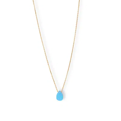 Fashnzfab 16" + 2" 14 Karat Gold Plated Synthetic Opal Pear Necklace In Pattern