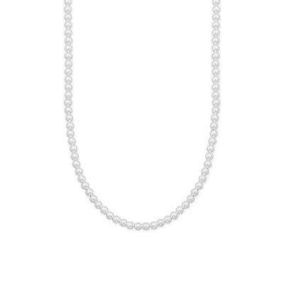Fashnzfab 16" + 2" 5mm Silver Bead Necklace In Gray