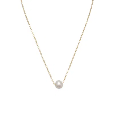 Fashnzfab 16" + 2" Gold Filled Floating Cultured Freshwater Pearl Necklace In Multi
