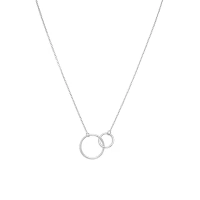 Fashnzfab 16" + 2" Rhodium Plated Circle Link Necklace In Transparent