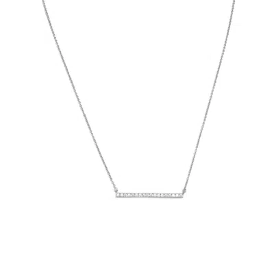 Fashnzfab 16" + 2" Rhodium Plated Cz Bar Necklace In Pattern