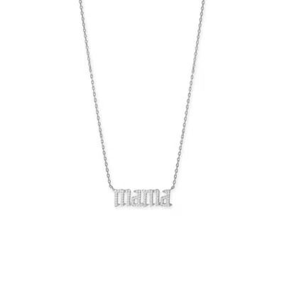 Fashnzfab 16" + 2" Rhodium Plated Cz "mama" Necklace In Gold