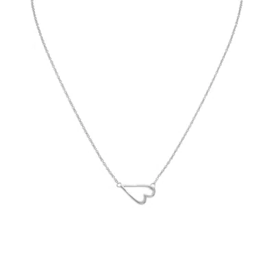 Fashnzfab 16" + 2" Rhodium Plated Sideways Heart Necklace In Pink