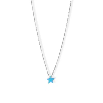 Fashnzfab 16" + 2" Rhodium Plated Synthetic Opal Star Necklace In Pink