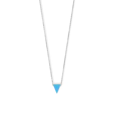Fashnzfab 16" + 2" Rhodium Plated Synthetic Opal Triangle Necklace In Pattern