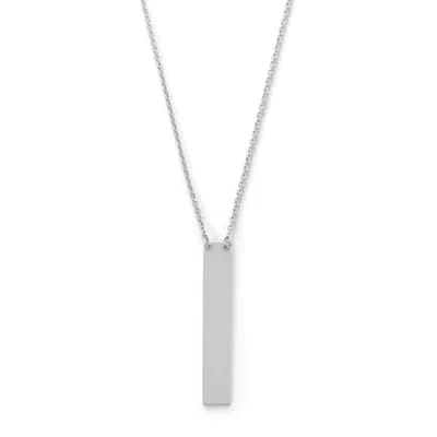 Fashnzfab 16" + 2" Sterling Silver Vertical Bar Drop Necklace In Green