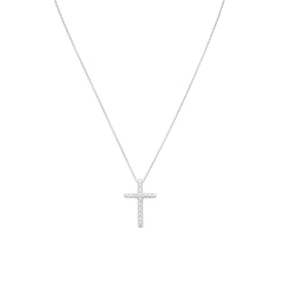 Fashnzfab 16" Cz Cross Necklace In Purple