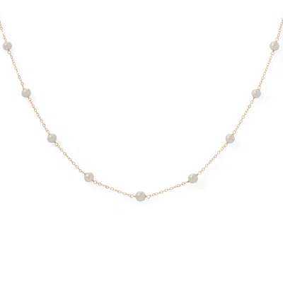 Fashnzfab 16" Gold Filled 9 Cultured Freshwater Pearl Necklace In Metallic