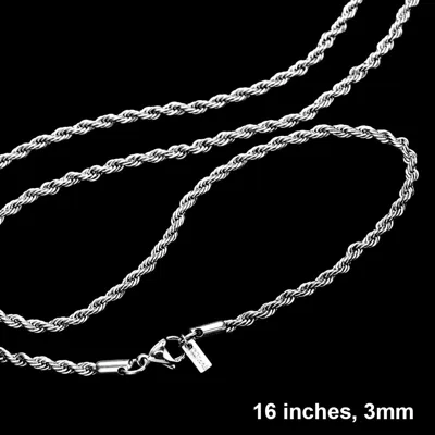 Fashnzfab 16 Inch, 3mm Stainless Steel Rope Chain Necklace In Multi