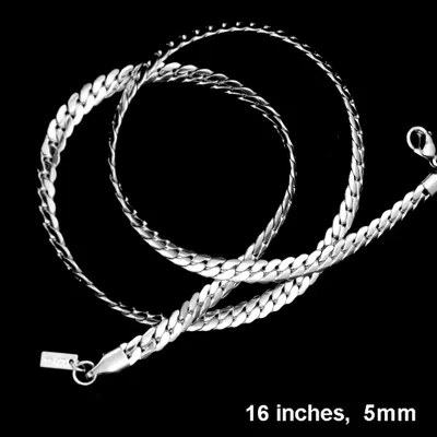 Fashnzfab 16 Inch, 5mm Stainless Steel Metal Chain Necklace In Silver