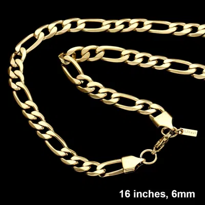 Fashnzfab 16 Inch, 6mm Stainless Steel Metal Chain Necklace In Gold