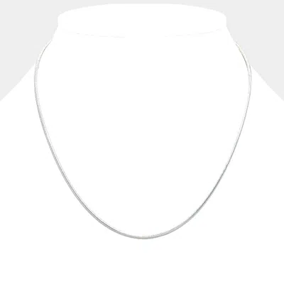 Fashnzfab 16 Inch Thin Metal Round Omega Necklace In Metallic