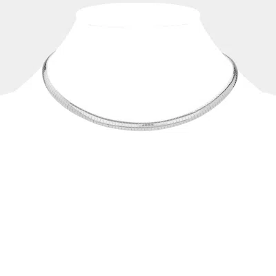 Fashnzfab 16" Metal Omega Chain Necklace In White